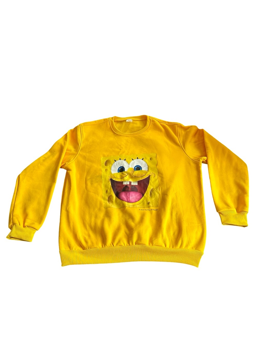 Yellow SpongeBob Face Graphic Crewneck Sweatshirt
